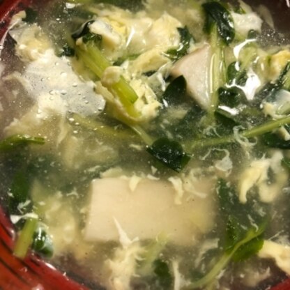しいたけがなくてエリンギで作りました。とろみのあるスープ、とても温まって美味しかったです！
